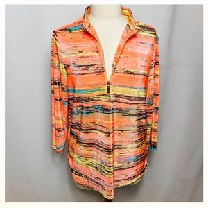 Jamie Sadock Orange Print Long Sleeve Top L
